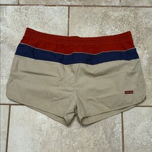 Colorblock Men’s Swim Trunks in Red, Navy & Khaki